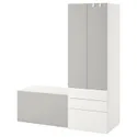 IKEA SMÅSTAD СМОСТАД / PLATSA ПЛАТСА, комбинация д / хранения, белый серый со скамейкой, 150x57x181 см 194.312.26 фото thumb №1