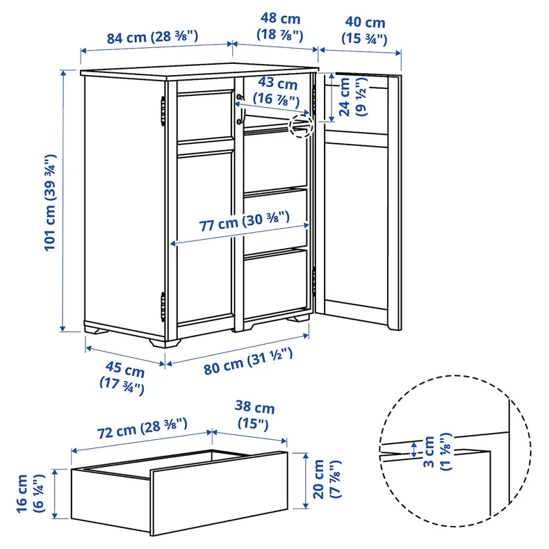 IKEA GREÅKER ГРЕОКЕР, шкаф с ящиками, белый, 84x101 см 505.010.71 фото №10