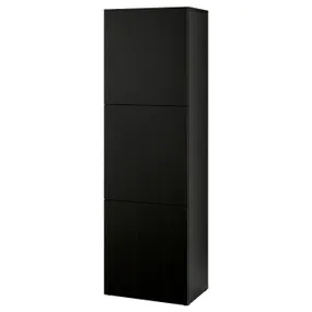 IKEA BESTÅ БЕСТО, секція полиць із дверцятами, чорно-коричневий/ЛАППВІКЕН чорно-коричневий, 60x42x193 см 794.296.97 фото