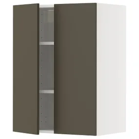 IKEA METOD МЕТОД, навісна шафа з полицями/2 дверцят, білий/хавсторп коричневий/бежевий, 60x80 см 295.582.91 фото