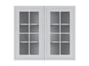 BRW Двухдверный верхний кухонный шкаф Verdi 80 см с витриной светло-серый матовый, греноловый серый/светло-серый матовый FL_G_80/72_LV/PV-SZG/JSZM фото thumb №1