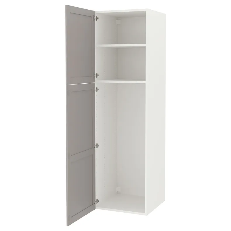 IKEA ENHET ЕНХЕТ, висока шафа з 2 дверцятами, біла/сіра рамка, 60x62x210 см 494.354.78 фото №1