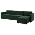 IKEA VIMLE ВІМЛЕ, чохол для 4-місного дивана, з шезлонгом/дюпаном темно-зеленого кольору 394.335.83 фото thumb №2