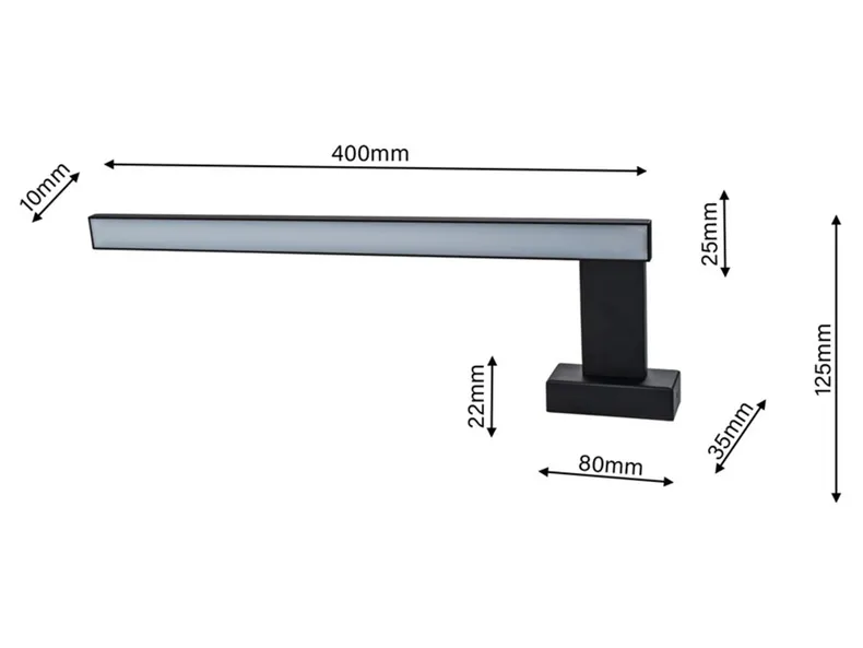 BRW Сяйво світлодіодний металевий настінний світильник для ванної кімнати чорний 086763 фото №4