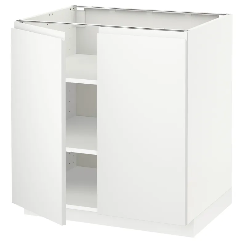 IKEA METOD МЕТОД, напольный шкаф с полками / 2дверцами, белый / Воксторп матовый белый, 80x60 см 994.561.85 фото №1