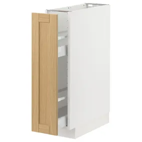 IKEA METOD МЕТОД / MAXIMERA МАКСІМЕРА, підлог шафа / висувна внутрішн секція, білий / ФОРСБАККА дуб, 20x60 см 595.091.76 фото