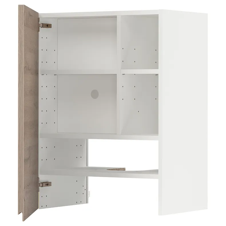 IKEA METOD МЕТОД, навесной шкаф д / вытяжки / полка / дверь, белый / Воксторп имит. дуб, 60x80 см 095.044.83 фото №1