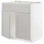 IKEA METOD МЕТОД, підлог шафа д / мийки / 2 двер / фрон пан, білий / світло-сірий Lerhyttan, 80x60 см 194.574.81 фото