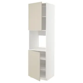 IKEA METOD МЕТОД, висока шафа для дух, 2 дверцят / пол, білий / хавсторпський бежевий, 60x60x220 см 594.634.04 фото