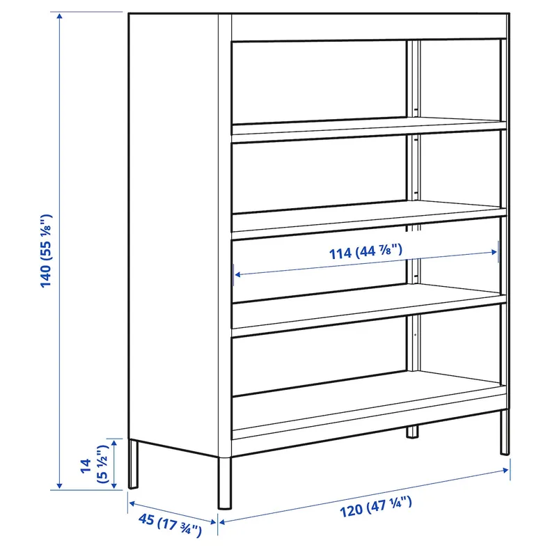 IKEA IDÅSEN ИДОСЕН, стеллаж, тёмно-серый, 120x45x140 см фото №7