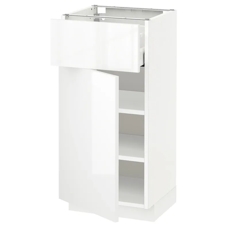 IKEA METOD МЕТОД / MAXIMERA МАКСИМЕРА, напольный шкаф с ящиком / дверцей, белый / Рингхульт белый, 40x37 см 294.677.62 фото №1