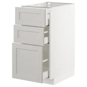 IKEA METOD МЕТОД / MAXIMERA МАКСІМЕРА, підлогова шафа з 3 шухлядами, білий / світло-сірий Lerhyttan, 40x60 см 592.742.29 фото