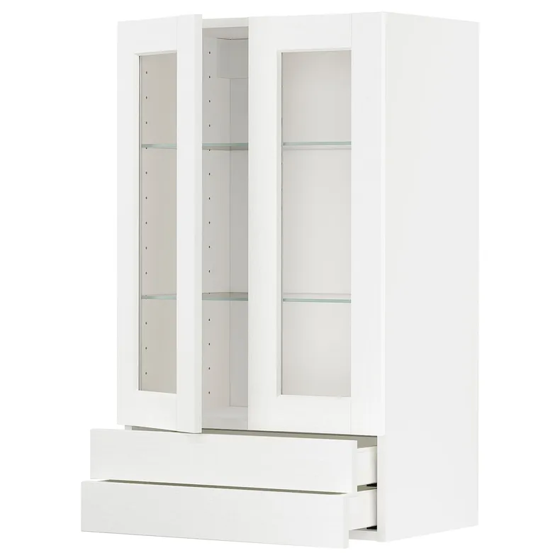 IKEA METOD МЕТОД / MAXIMERA МАКСИМЕРА, навесной шкаф / 2 стекл двери / 2 ящика, белый Энкёпинг / белая имитация дерева, 60x100 см 594.735.06 фото №1