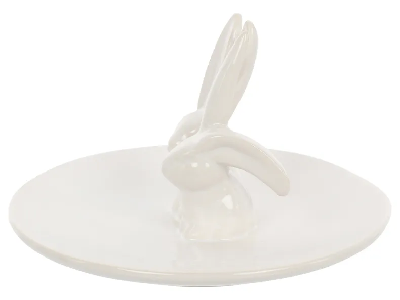 BRW Декоративна тарілка керамічна з Кроликом, білий 076996 фото №3