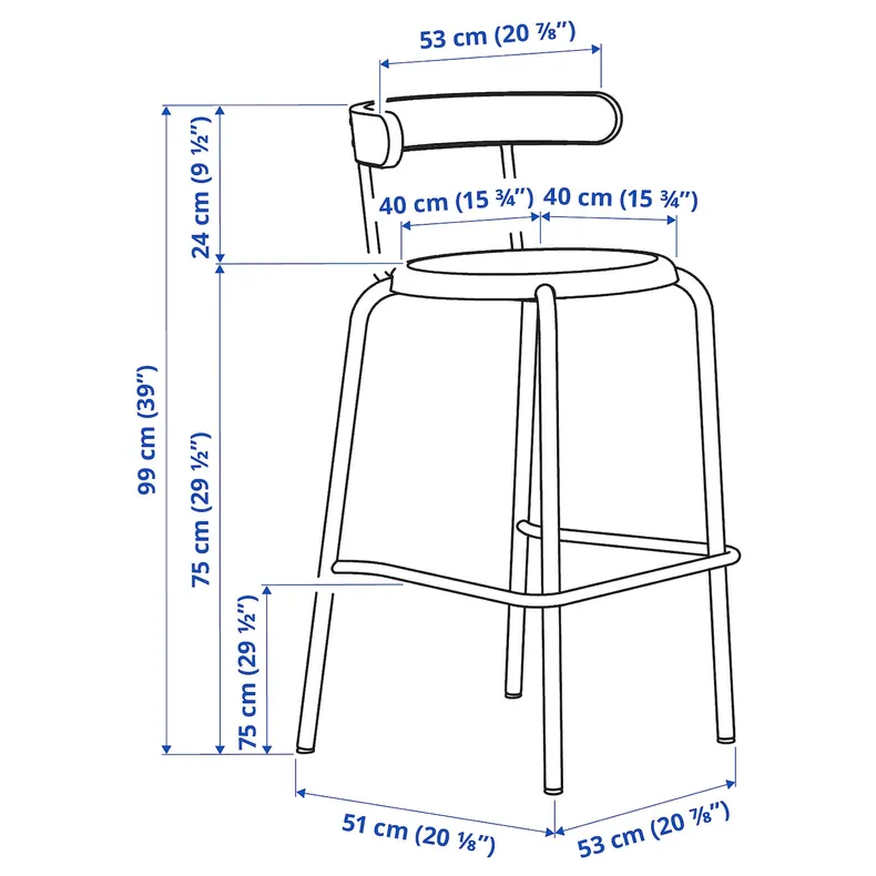 IKEA YNGVAR ІНГВАР, барний стілець, антрацит, 75 см 604.007.45 фото №11