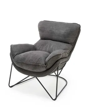 Крісло м'яке HALMAR VOLKER, тканина: сірий / чорний фото