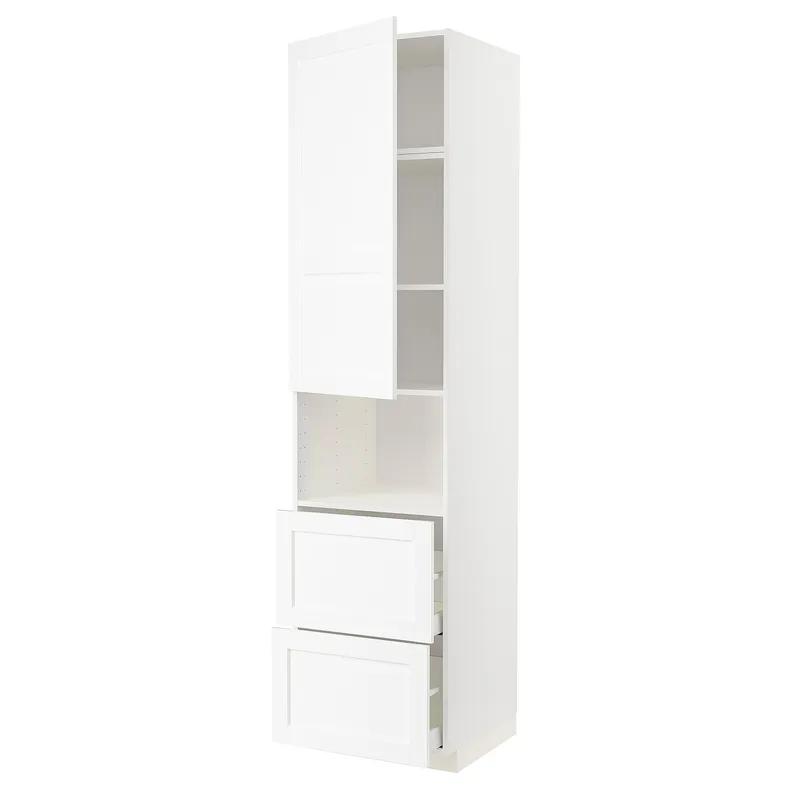 IKEA METOD МЕТОД / MAXIMERA МАКСИМЕРА, высокий шкаф д / СВЧ / дверца / 2ящика, белый Энкёпинг / белая имитация дерева, 60x60x240 см 394.735.88 фото №1