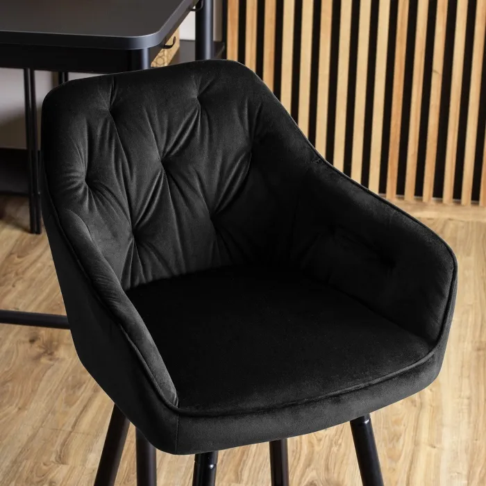 Барный стул бархатный MEBEL ELITE SALEM Velvet, черный / черный фото №5