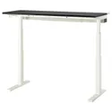 IKEA MITTZON МІТТЗОН, стіл регульований, електричний ОКЛ попелястий чорний / білий, 140x60 см 495.282.84 фото thumb №1