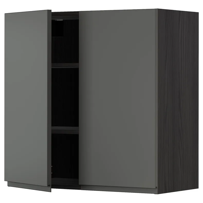 IKEA METOD МЕТОД, навісна шафа з полицями / 2 дверцят, чорний / Voxtorp темно-сірий, 80x80 см 894.628.27 фото №1
