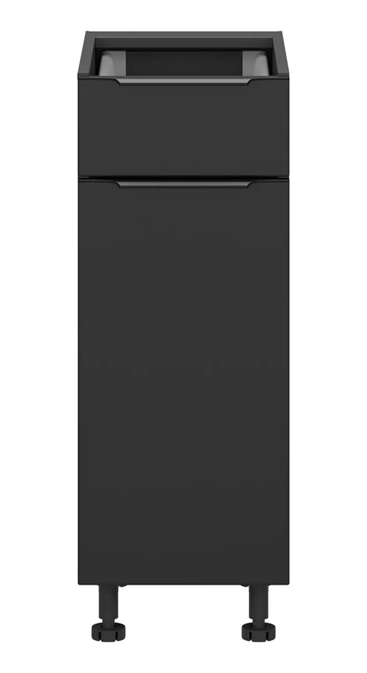 BRW Кухонна шафа Sole L6 30 см ліва з висувною шухлядою з плавним закриттям чорний матовий, чорний/чорний матовий FM_D1S_30/82_L/STB-CA/CAM фото №1