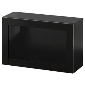IKEA BESTÅ БЕСТО, комбинация настенных шкафов, черно-коричневый / Синдвик черно-коричневый прозрачное стекло, 60x22x38 см 594.292.74 фото