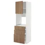 IKEA METOD МЕТОД / MAXIMERA МАКСИМЕРА, высокий шкаф д / духовки / дверь / 3ящика, белый / Имитация коричневого ореха, 60x60x200 см 395.191.76 фото