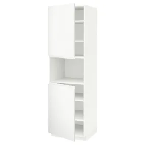 IKEA METOD МЕТОД, вис шафа д / мікрохв печі / 2 двер / пол, білий / Voxtorp матовий білий, 60x60x200 см 094.677.63 фото