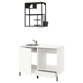 IKEA ENHET ЕНХЕТ, кухня, антрацит/білий, 123x63.5x222 см 693.370.66 фото