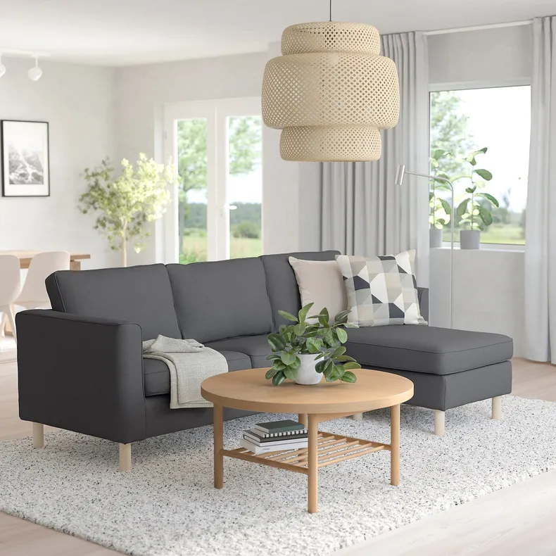 IKEA PÄRUP ПЭРУП, 3-местный диван с козеткой, Серый цвет 893.898.27 фото №2