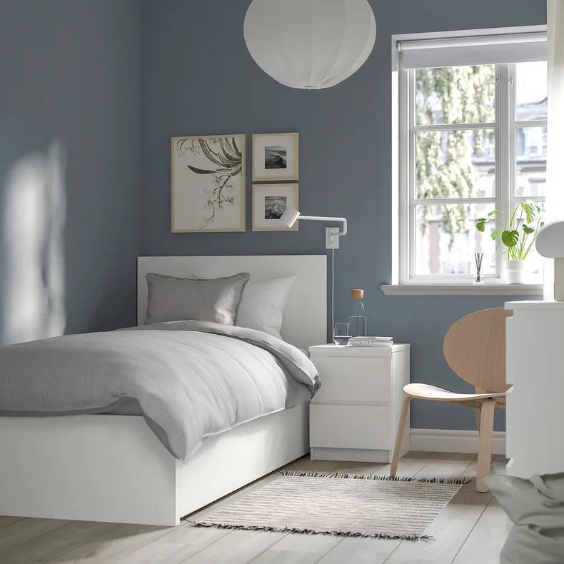 IKEA MALM МАЛЬМ, каркас кровати+2 кроватных ящика, белый / Лурой, 90x200 см 290.115.07 фото №2