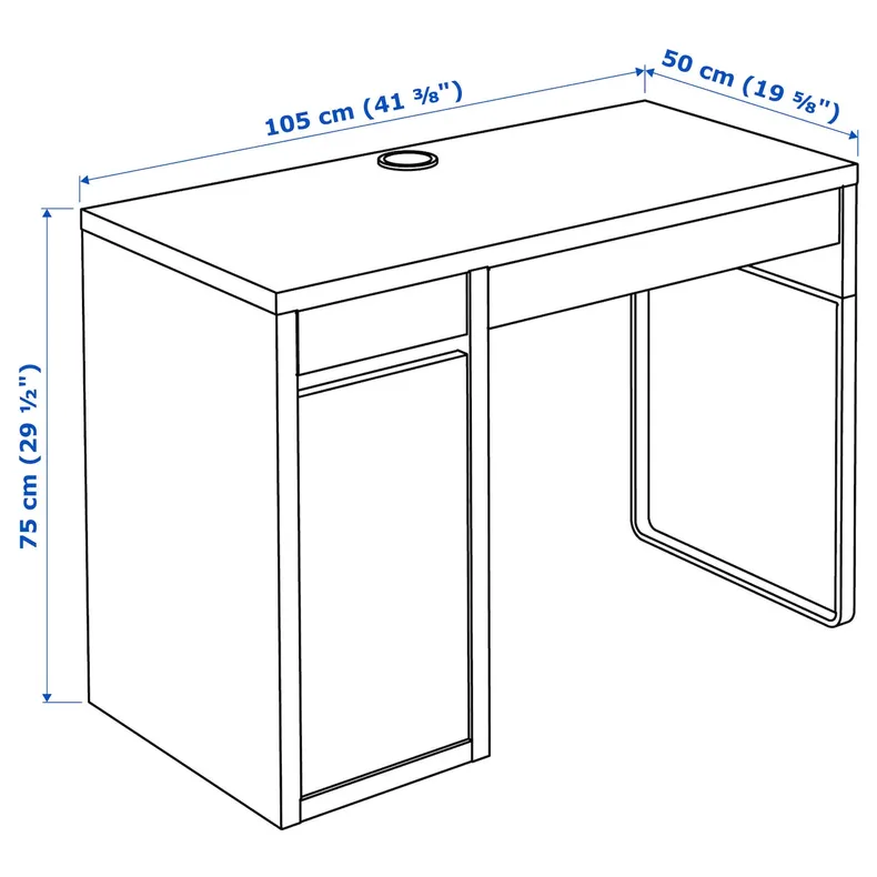 IKEA MICKE МІККЕ, письмовий стіл, білий / антрацит, 105x50 см 104.898.39 фото №8