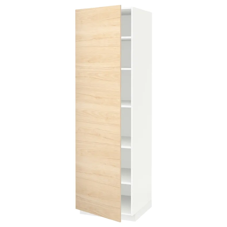 IKEA METOD МЕТОД, висока шафа із полицями, білий / АСКЕРСУНД під світлий ясен, 60x60x200 см 394.621.46 фото №1