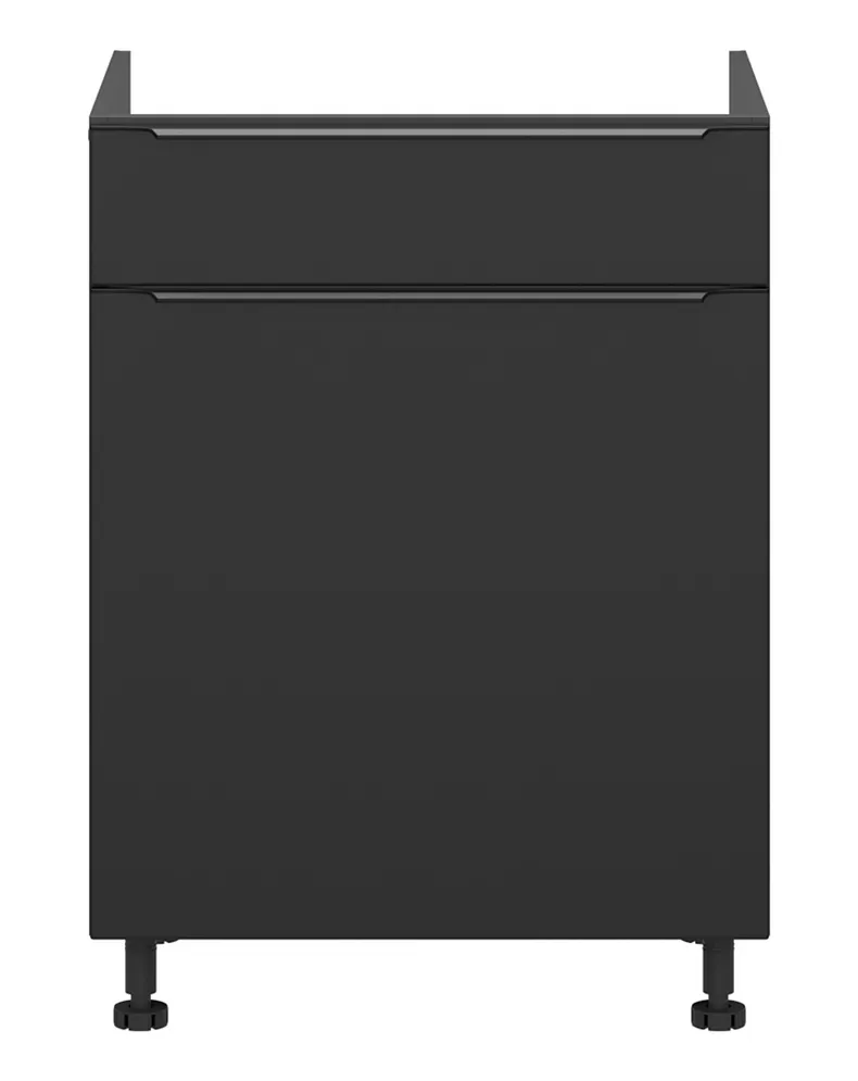 BRW Кухонная тумба под раковину Sole L6 60 см с выдвижным ящиком черная матовая, черный/черный матовый FM_DKS_60/82_SMB/B-CA/CAM фото №1