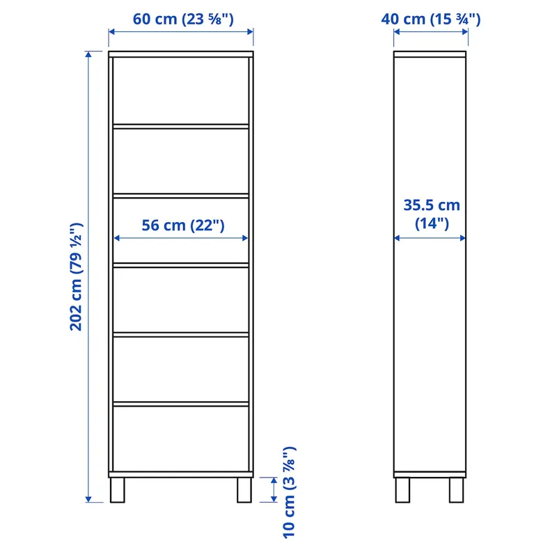 IKEA BESTÅ БЕСТО, шкаф, черно-коричневый, 60x40x202 см 692.849.87 фото №3