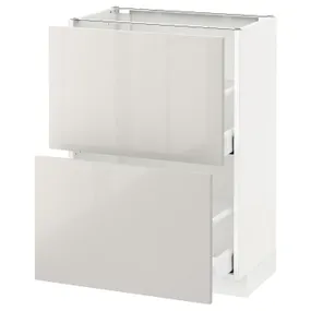 IKEA METOD МЕТОД / MAXIMERA МАКСИМЕРА, напольный шкаф с 2 ящиками, белый / светло-серый, 60x37 см 891.425.86 фото