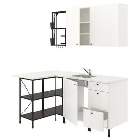 IKEA ENHET ЕНХЕТ, кутова кухня, антрацит/білий 493.382.17 фото
