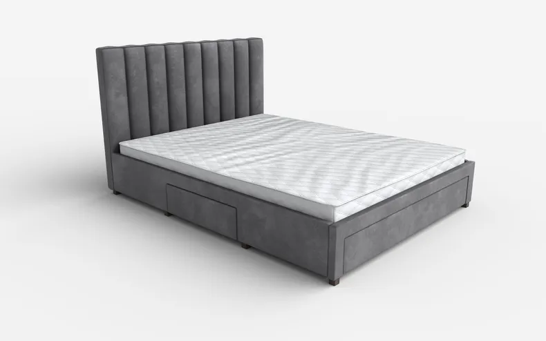 Двуспальная кровать HALMAR С ящиками Grace 160x200 см серый фото №1