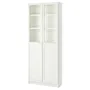 IKEA BILLY БИЛЛИ / OXBERG ОКСБЕРГ, стеллаж / панельные / стеклянные двери, белый, 80x30x202 см 692.817.76 фото