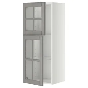 IKEA METOD МЕТОД, настінна шафа, полиці / 2 склх дверц, білий / сірий Бодбін, 40x100 см 893.949.61 фото