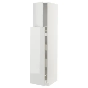 IKEA METOD МЕТОД / MAXIMERA МАКСІМЕРА, висока шафа/висувна секція/1дв/4шх, білий / Ringhult світло-сірий, 40x60x200 см 894.629.69 фото