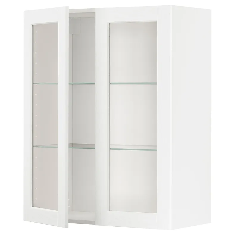 IKEA METOD МЕТОД, навесной шкаф / полки / 2стеклян двери, белый Энкёпинг / белая имитация дерева, 80x100 см 594.734.79 фото №1