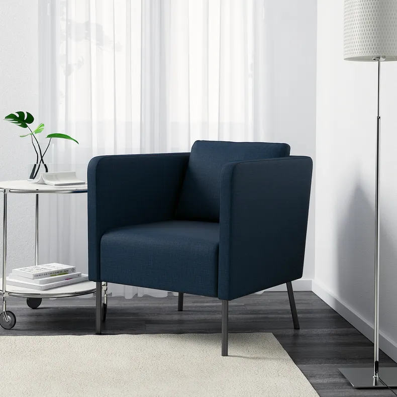IKEA EKERÖ ЕКЕРЕ, крісло, СКІФТЕБУ темно-синій 202.628.78 фото №3