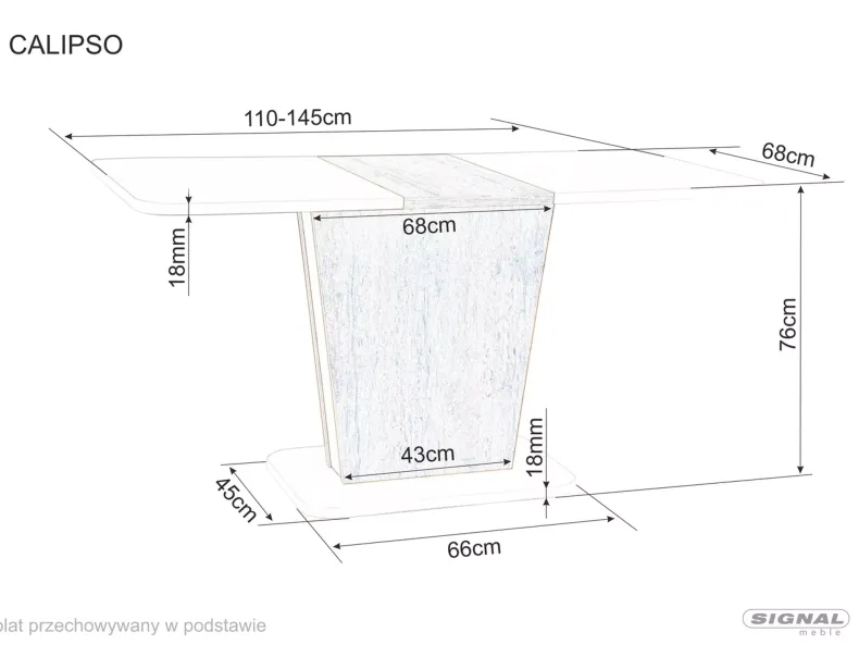 Стіл обідній розкладний SIGNAL Calipso Matera 110(145)x68,6 см, старе дерево / темно-сірий фото №5