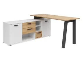 BRW Письмовий стіл Homeland 150 см з комодом дуб ремісничий/білий/графіт, дуб білий / ремісничий BIU_150_A-DASN/BI/GF фото
