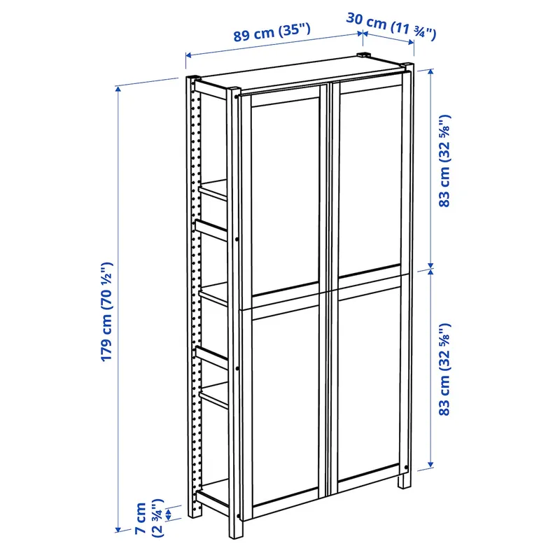 IKEA IVAR ИВАР, стеллаж с дверцами, сосна / войлок, 89x30x179 см 895.078.59 фото №5