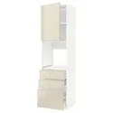 IKEA METOD МЕТОД / MAXIMERA МАКСИМЕРА, высокий шкаф д / духовки / дверь / 3ящика, белый / светло-бежевый глянцевый Voxtorp, 60x60x220 см 794.672.60 фото thumb №1
