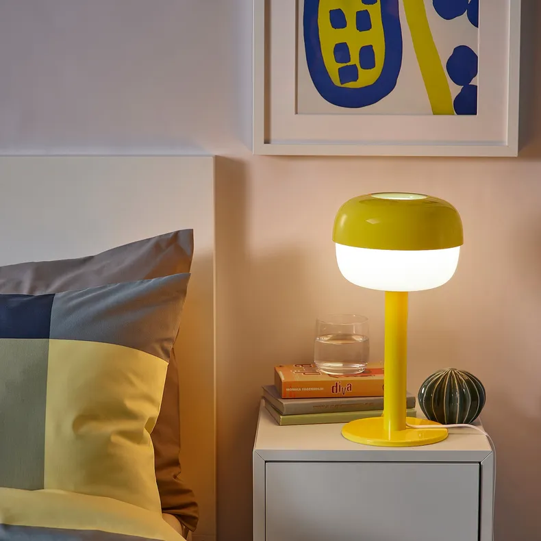 IKEA BLÅSVERK БЛОСВЕРК, лампа настольная, желтый, 36 см 605.479.74 фото №2