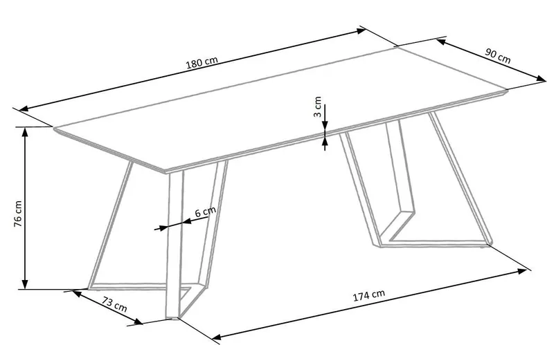 Стол кухонный HALMAR CALGARY 180x90 см, столешница - орех рустик, ножки - черные фото №11