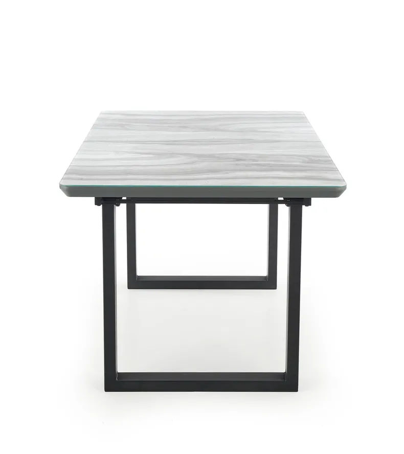 Обідній стіл розкладний HALMAR MARLEY 160-200x90 см, стільниця - білий мармур / попелясто-сірий, ніжки - чорні фото №11